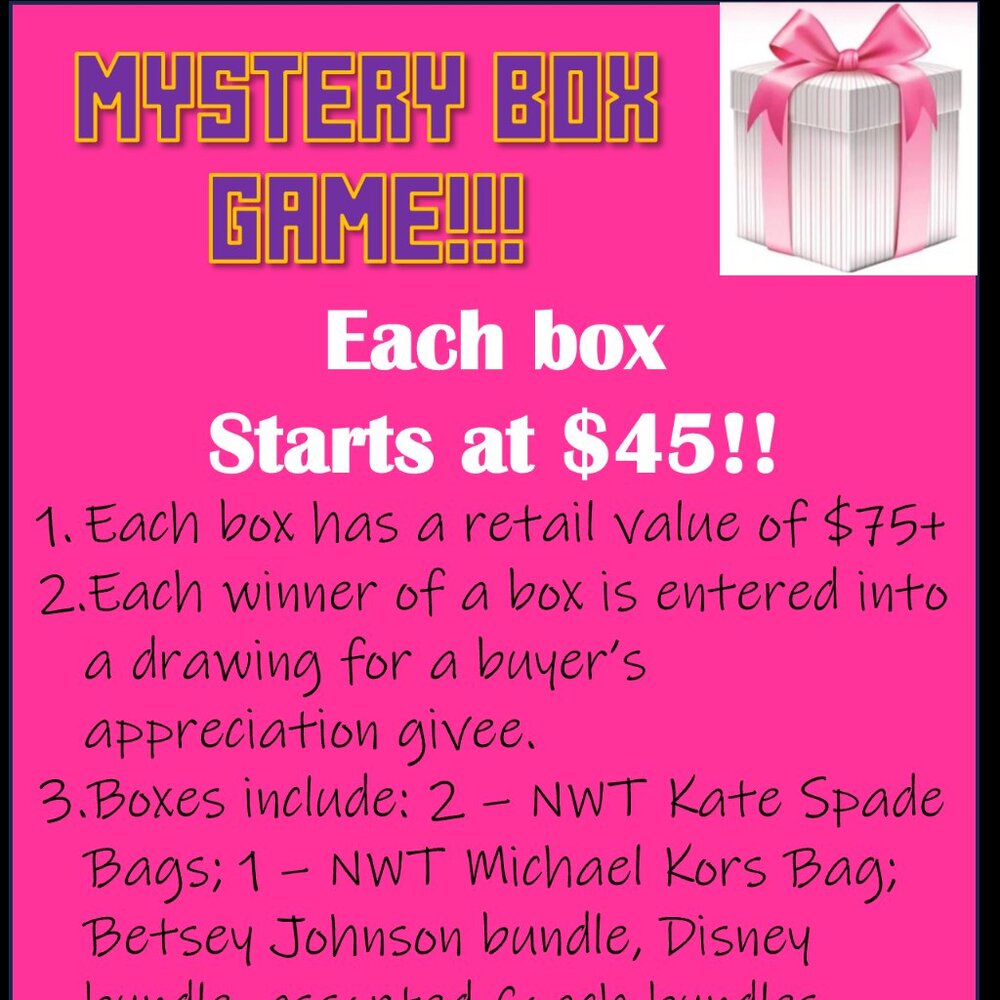 Mystery Box Game on Saturday, May 31st, 2:15 pm EST - 2 NWT Kate + 1 NWT MK Bags